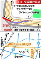 ＬＲＴ脱線事故現場の地図