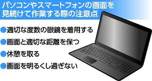 パソコンやスマートフォンの画面を見続けて作業する際の注意点