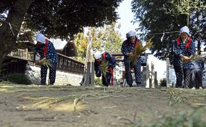 昔ながらの所作で行われた御田植祭＝１日午後、足利市福富町