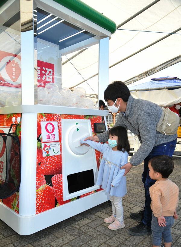 高さ2 4メートル ガチャ登場 いちご市 イベントｐｒへ 鹿沼市花木センター 地域の話題 県内主要 政治行政 下野新聞 Soon ニュース 下野新聞 Soon スーン