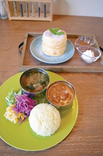 神谷カフェ ミニカレー パンケーキセット 馴染店なじみせ 下野新聞 Soon スーン