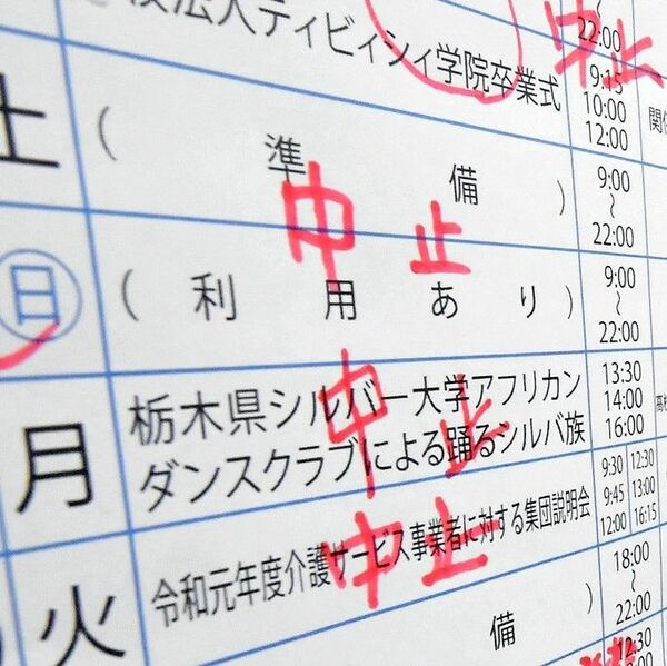 中止 で染まるイベント案内 新型肺炎拡大で宇都宮市文化会館 社会 地域の話題 下野新聞 Soon ニュース 新型肺炎 Covid19 下野新聞 Soon スーン